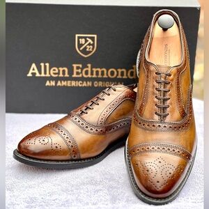 Allen Edmonds Strand Men’s Oxford Shoes Sz 9.5D Dark Walnut W Patinas Made USA